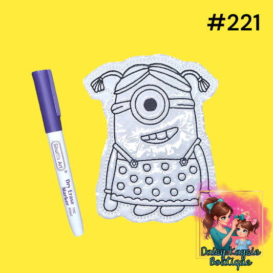 Girly Minion Dry Erase Coloring Activity