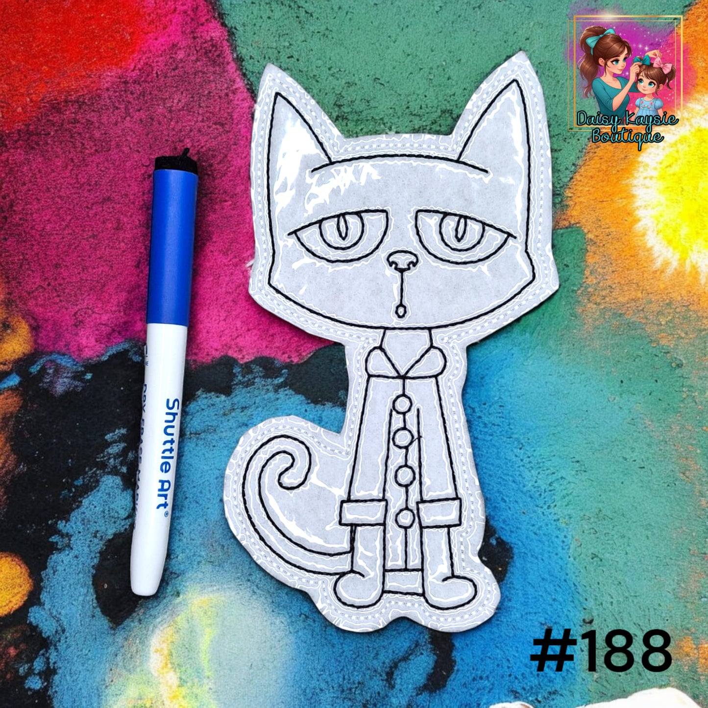 Boy Cat Button Up Dry Erase Coloring Activity