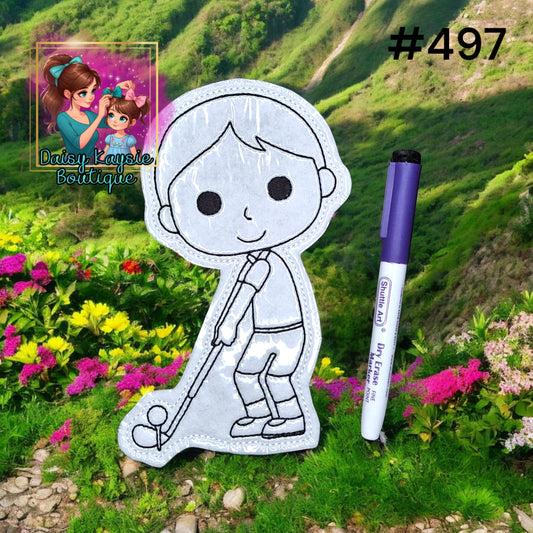 Golfer Kid Dry Erase Coloring Activity