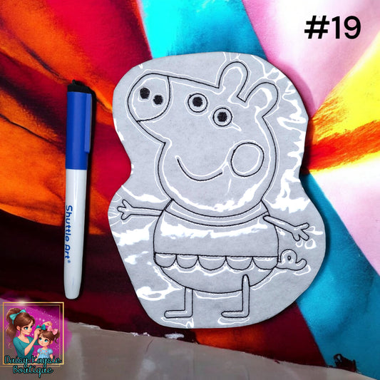 Girl Pig Dry Erase Coloring Activity