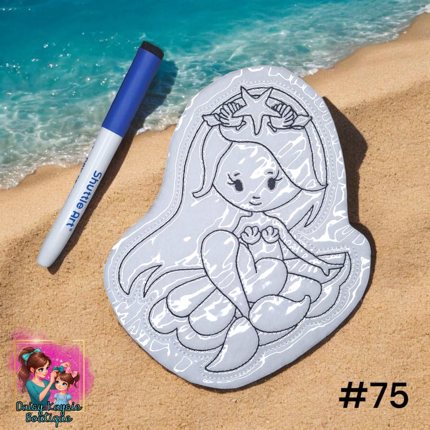Mermaid Sitting on a Shell Dry Erase Coloring Activity