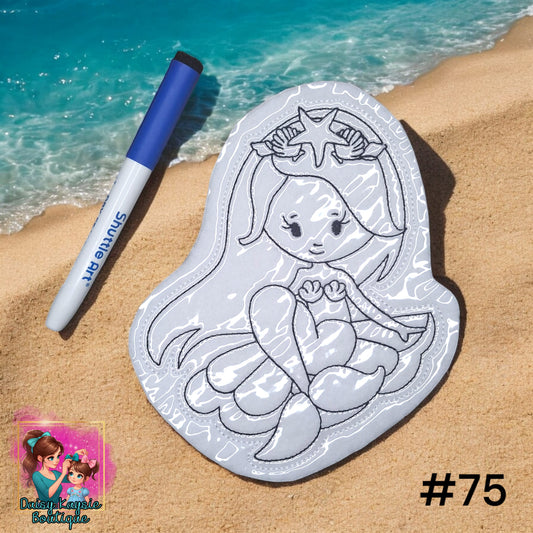 Mermaid Sitting on a Shell Dry Erase Coloring Activity