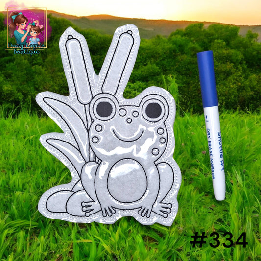 Frog with Cat tail Plant Dry Erase Coloring Activity