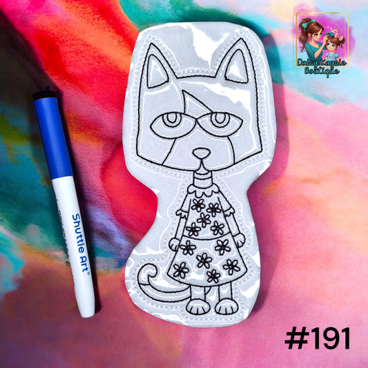 Girl Cat Floral Dress Dry Erase Coloring Activity