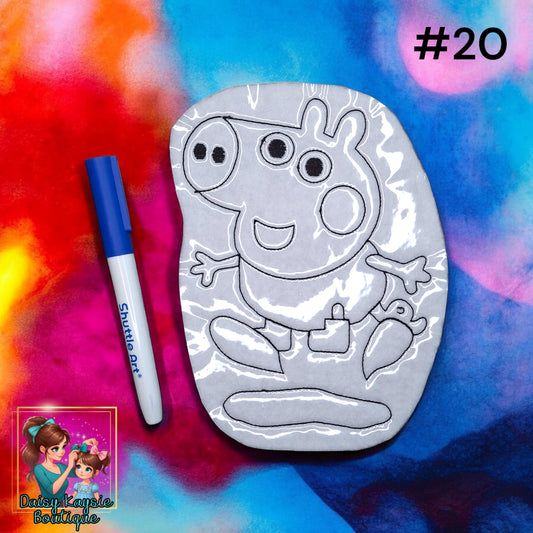 Brother Pig Splashing in a Puddle Dry Erase Coloring Activity