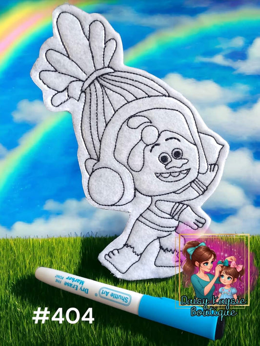Music DJ Troll Cartoon Character Dry Erase Coloring Doll Activity