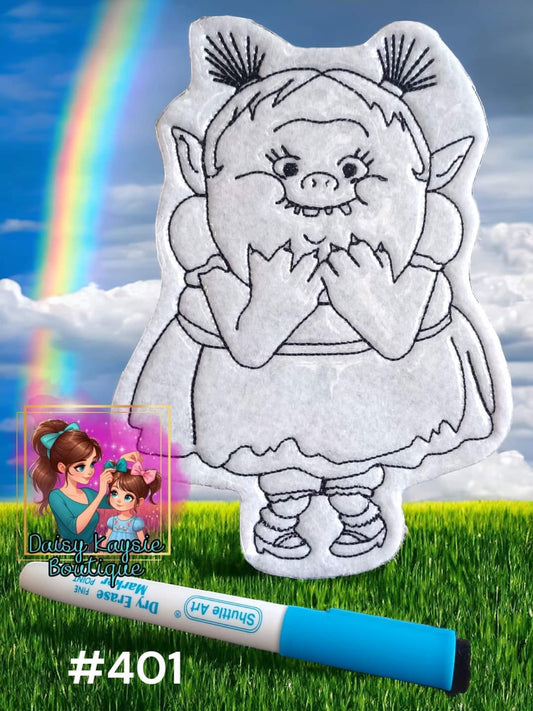 Girl Goblin Cartoon Character Dry Erase Coloring Doll Activity