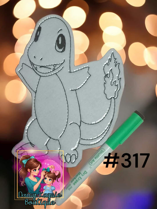 Pocket Monster With Fire Tail Dry Erase Coloring Activity