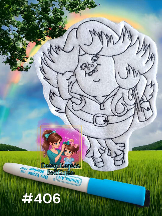 Dressed Up Girl Goblin Creature People Dry Erase Coloring Activity