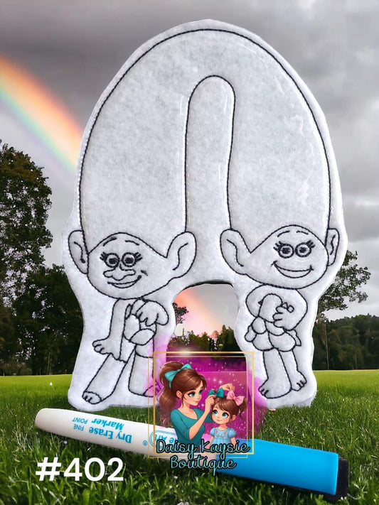 Attached Twin Creatures Cartoon Character Dry Erase Coloring Doll Activity