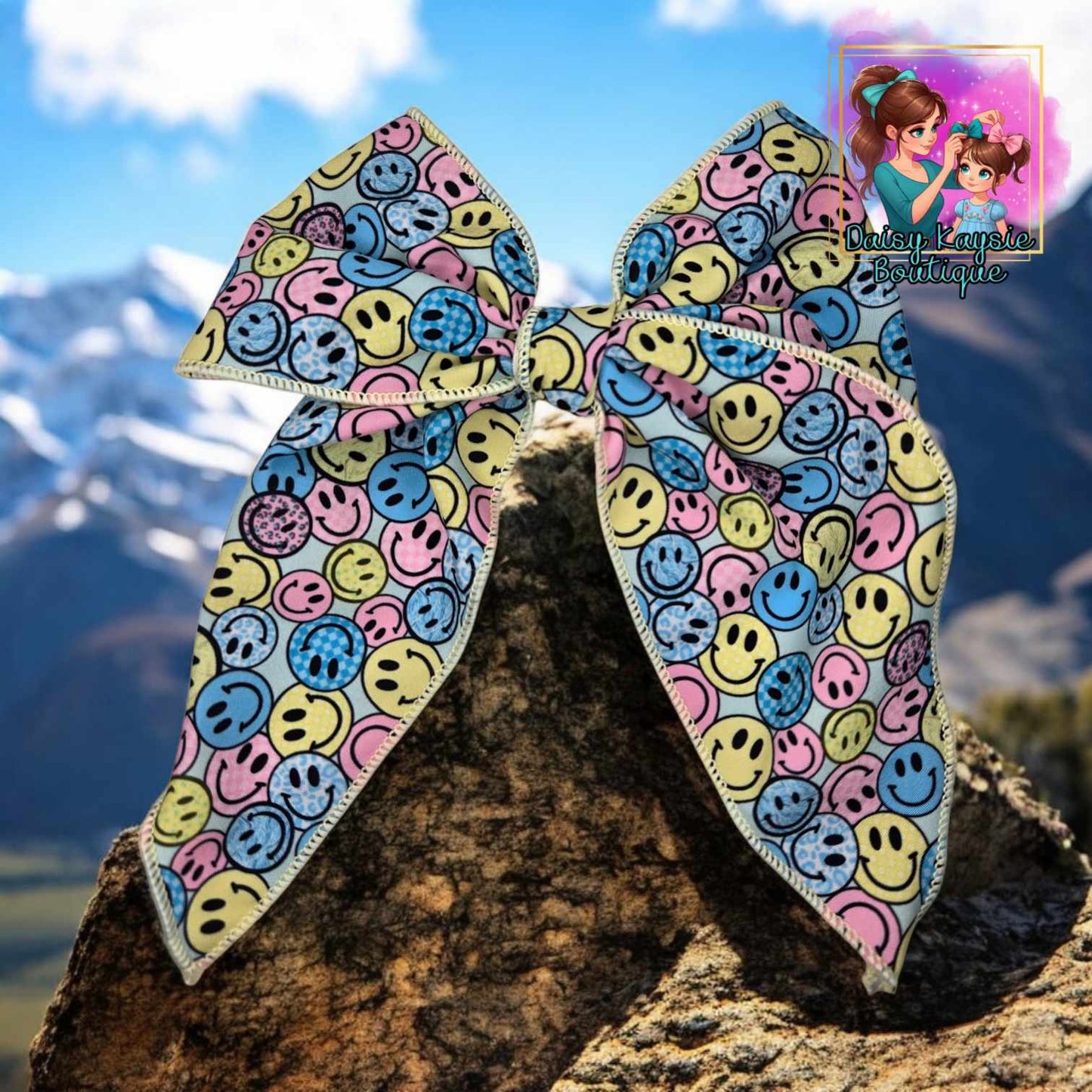 Smiley Faces LG Saylor Hair Bow
