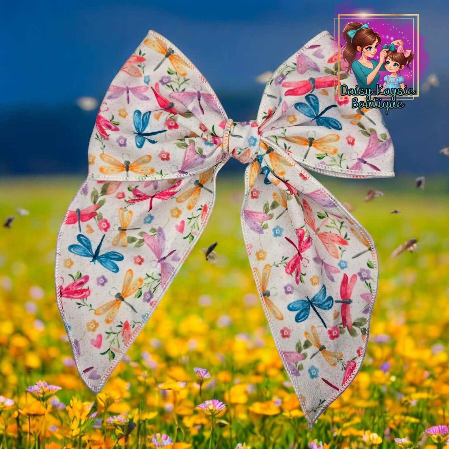 Spring Dragon Fly LG Saylor Hair Bow