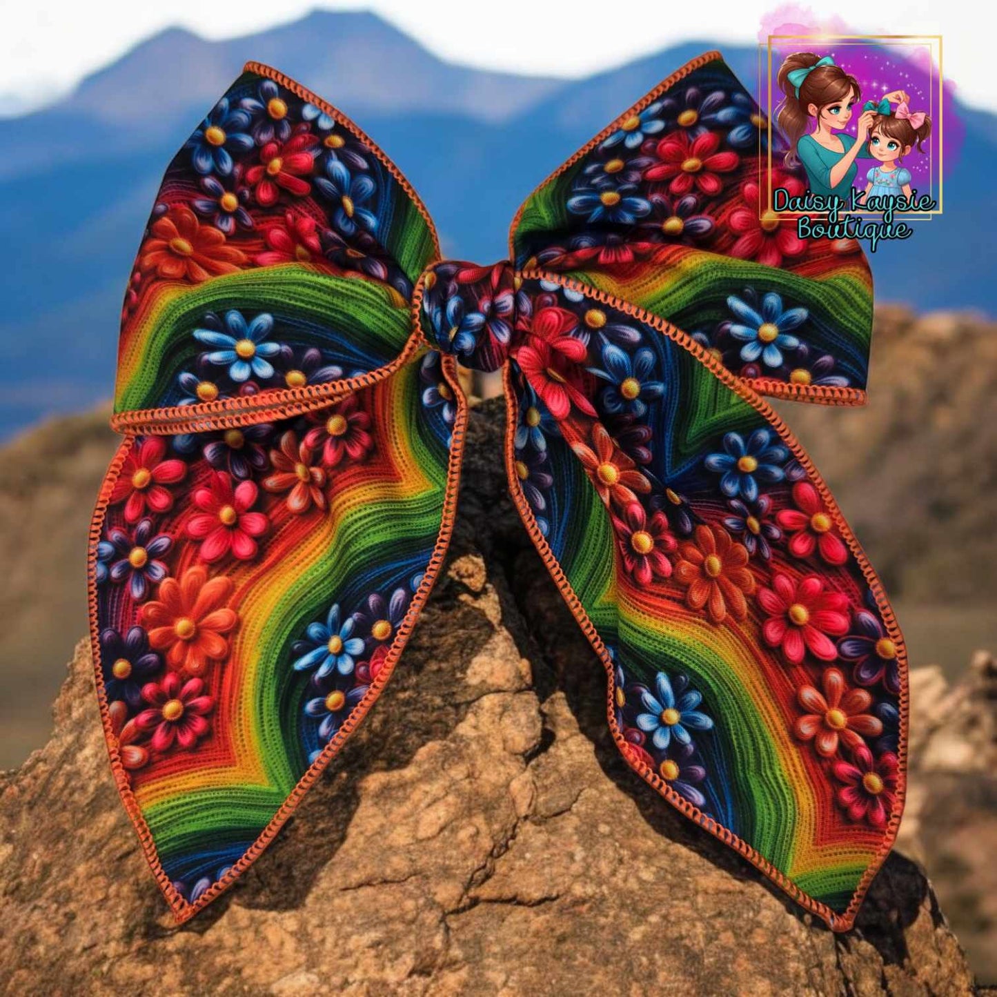 Faux Embroidery Floral LG Saylor Hair Bow