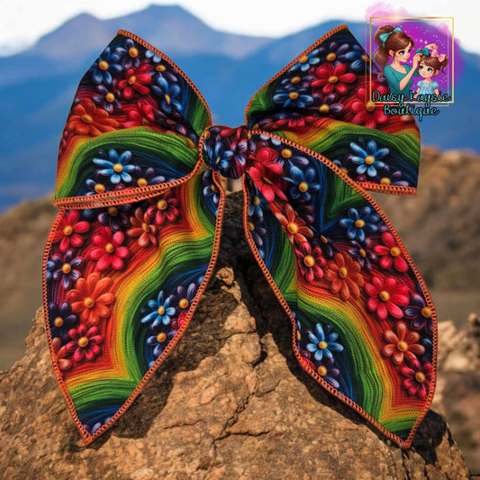 Faux Embroidery Floral LG Saylor Hair Bow