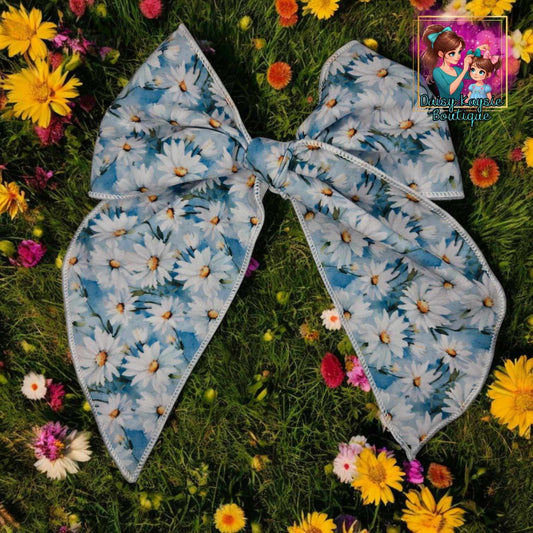 Spring Blue Flowers LG Saylor Hair Bow