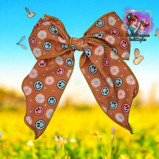 Boho Smiley Faces LG Saylor Hair Bow