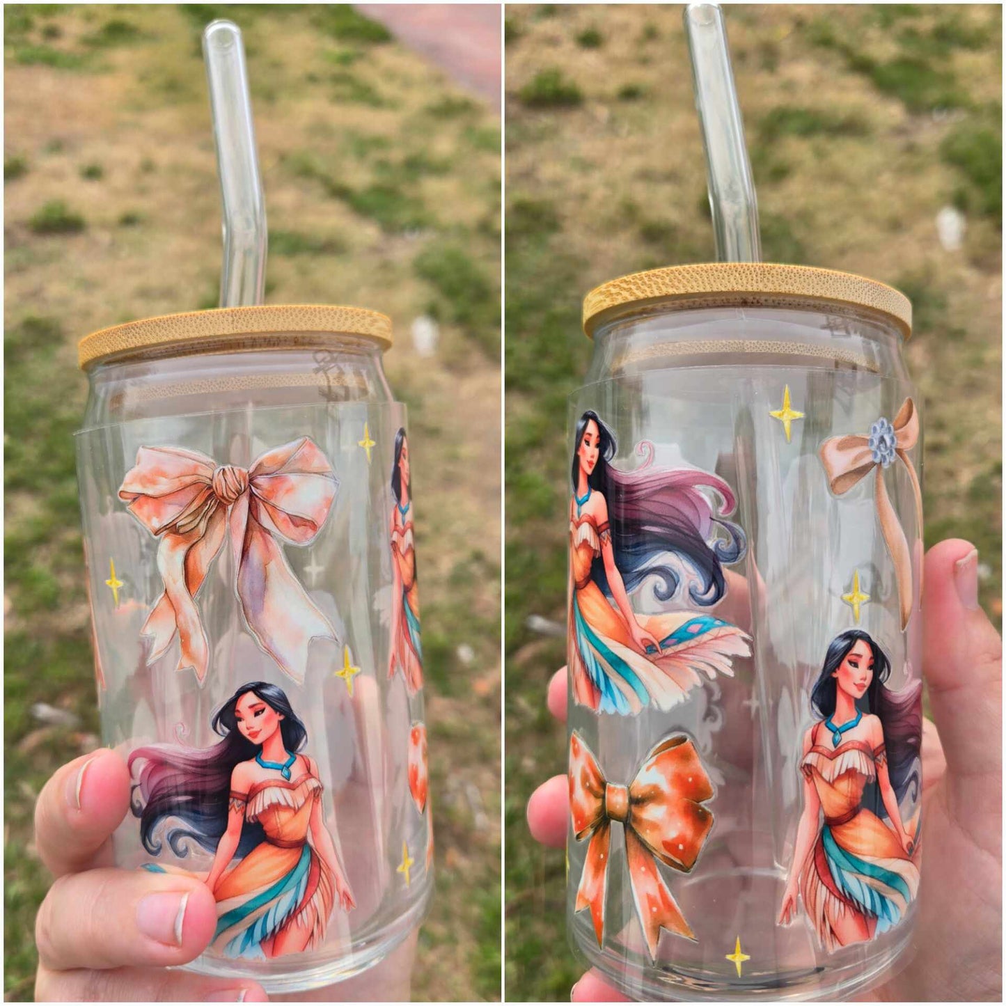 16 oz Glass cup Pocahontas