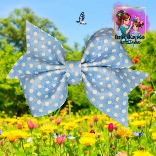 Light Blue Polka Dots Faux Pinwheel