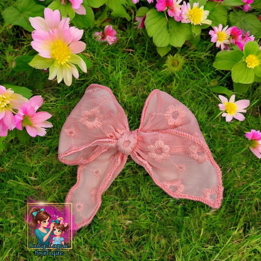 Spring Pink Blush Sheer Saylor Hair Bow