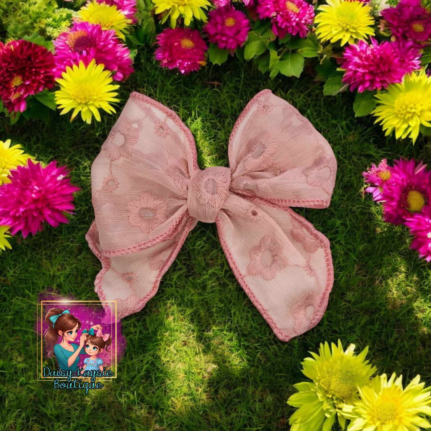 Spring Dusty Rose Sheer Saylor Hair Bow
