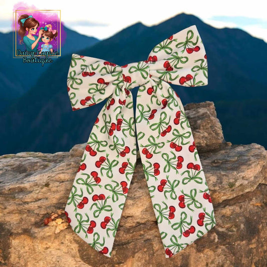 Cherry Long Tail Saylor Hair Bow