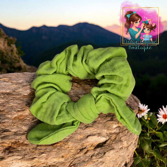 Green Cotton Scrunchie