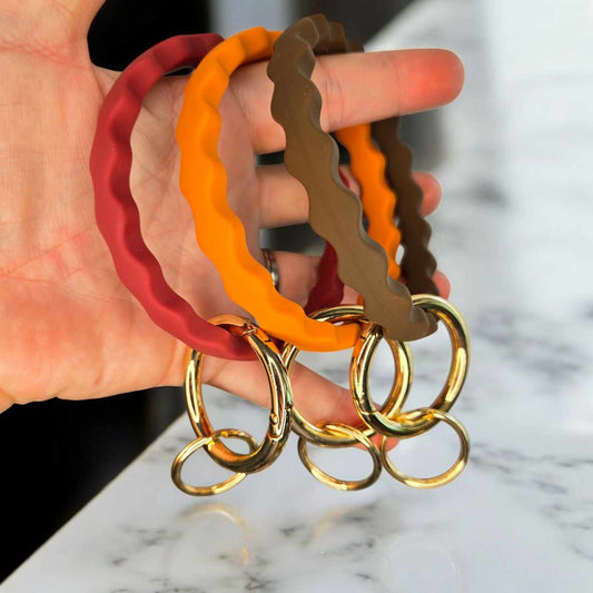 Silicone Key Ring Brown, Wine, Orange