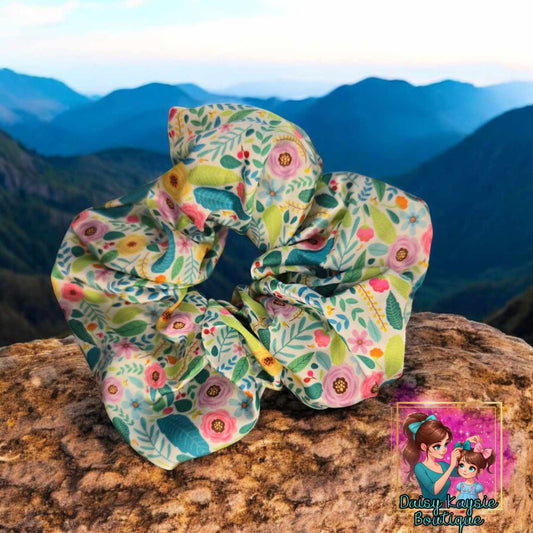 Silk Floral Scrunchie