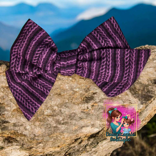 Faux Knitted  Purple Baby Saylor Hair Bow