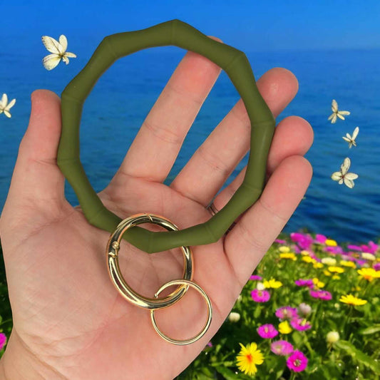 Silicone Key Ring Sage Green