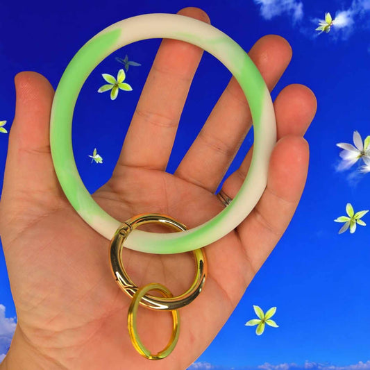 Silicone Key Ring Green/White