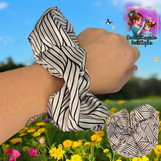 Silk Black Stripes Scrunchie