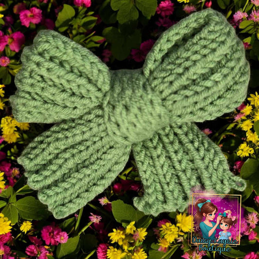 Knitted Green Small Saylor Hair Bow