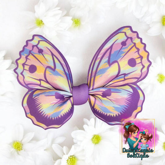 Purple Paint Smear Butterfly Scuba Cutout Bow