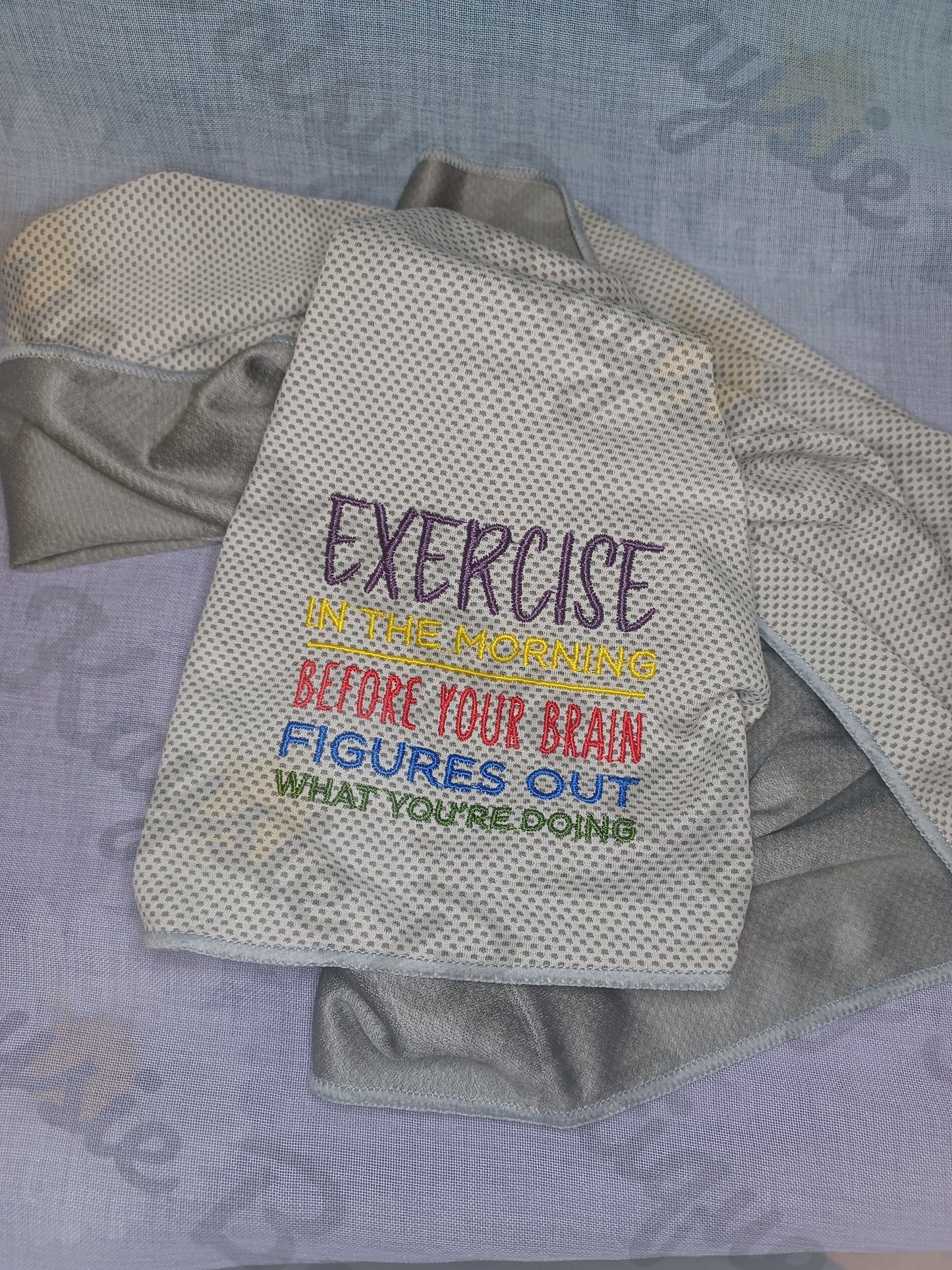 Exercise In The Morning Funny Motivational Quote Workout Cooling Towel