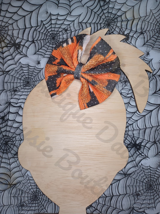 Black Orange Paint Smear Halloween Bow