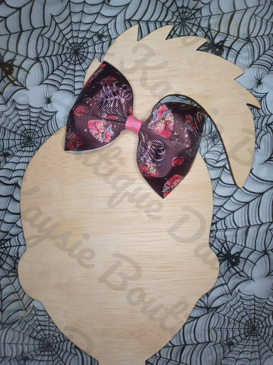 Heart And Bones Rib Cage Floral Halloween Bow