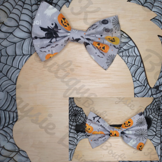 Halloween Witch Pumpkin Bow & Matching Bowtie