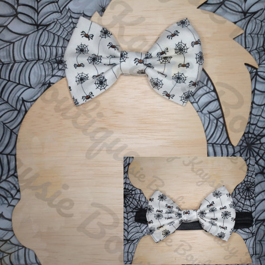 Halloween Itsy Bitsy Spider In A Web Hairbow & Matching Bowtie