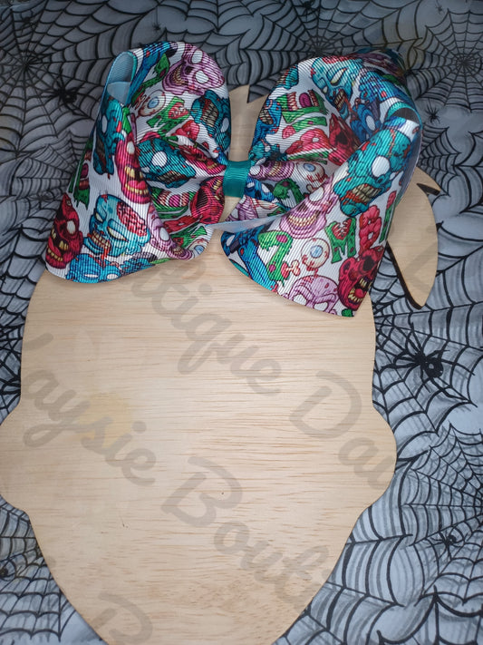 Colorful Zombie Halloween Bow