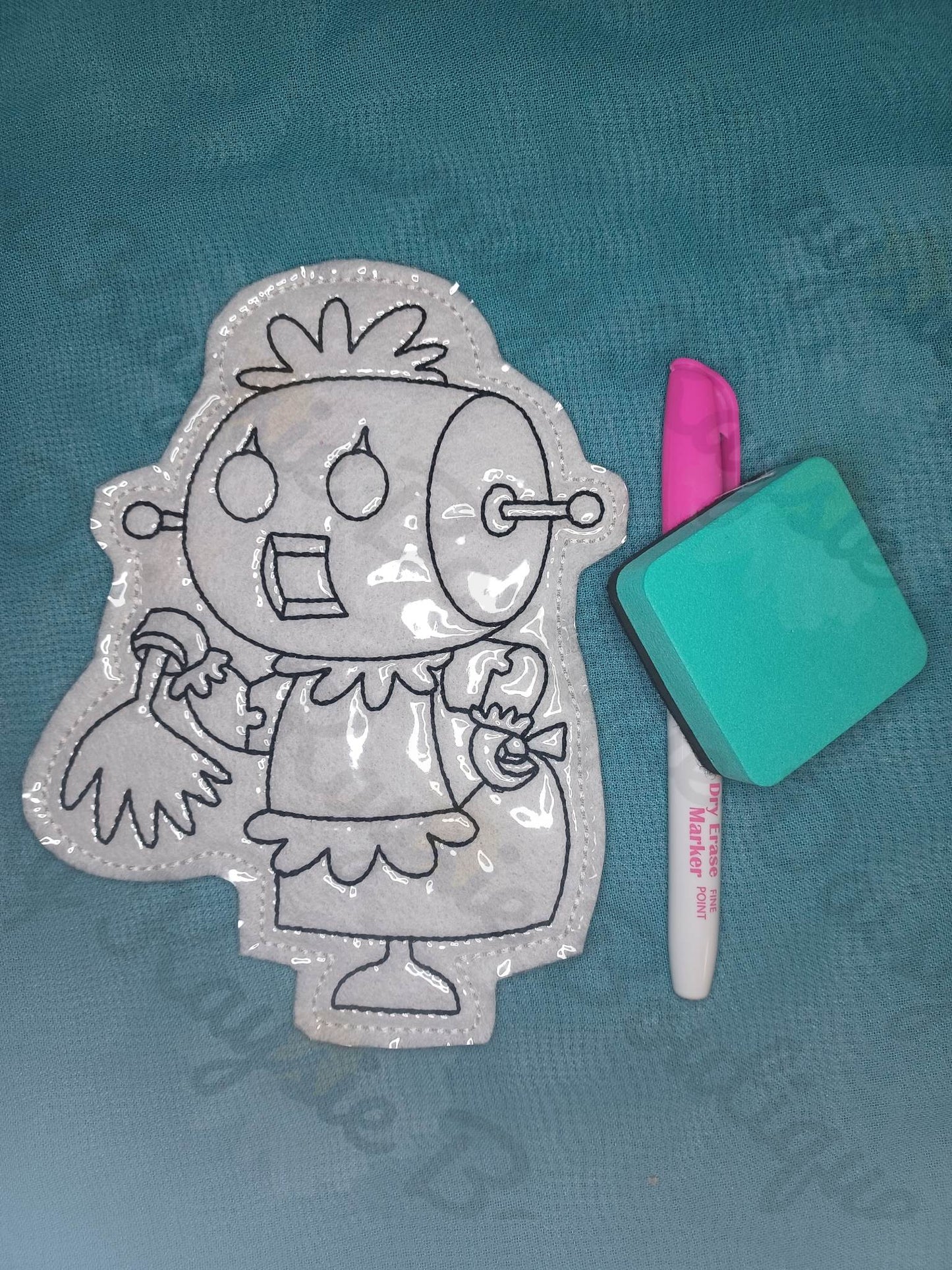Futuristic Robot Maid Family Dry Erase Coloring Activity