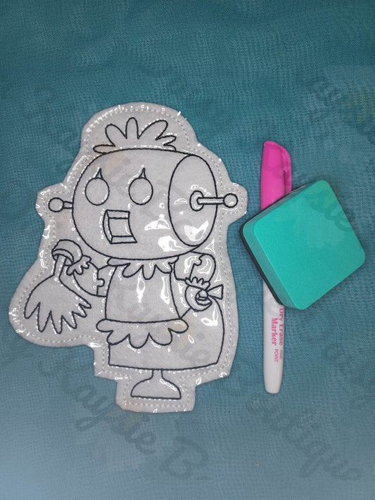 Futuristic Robot Maid Family Dry Erase Coloring Activity