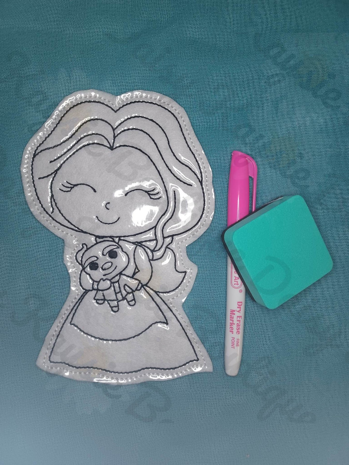 Beauty Princess With Baby Beast Dry Erase Coloring Activity