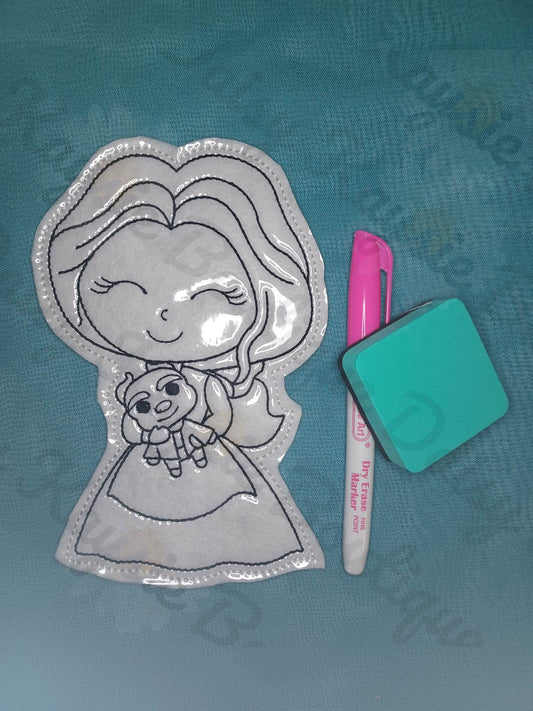 Beauty Princess With Baby Beast Dry Erase Coloring Activity