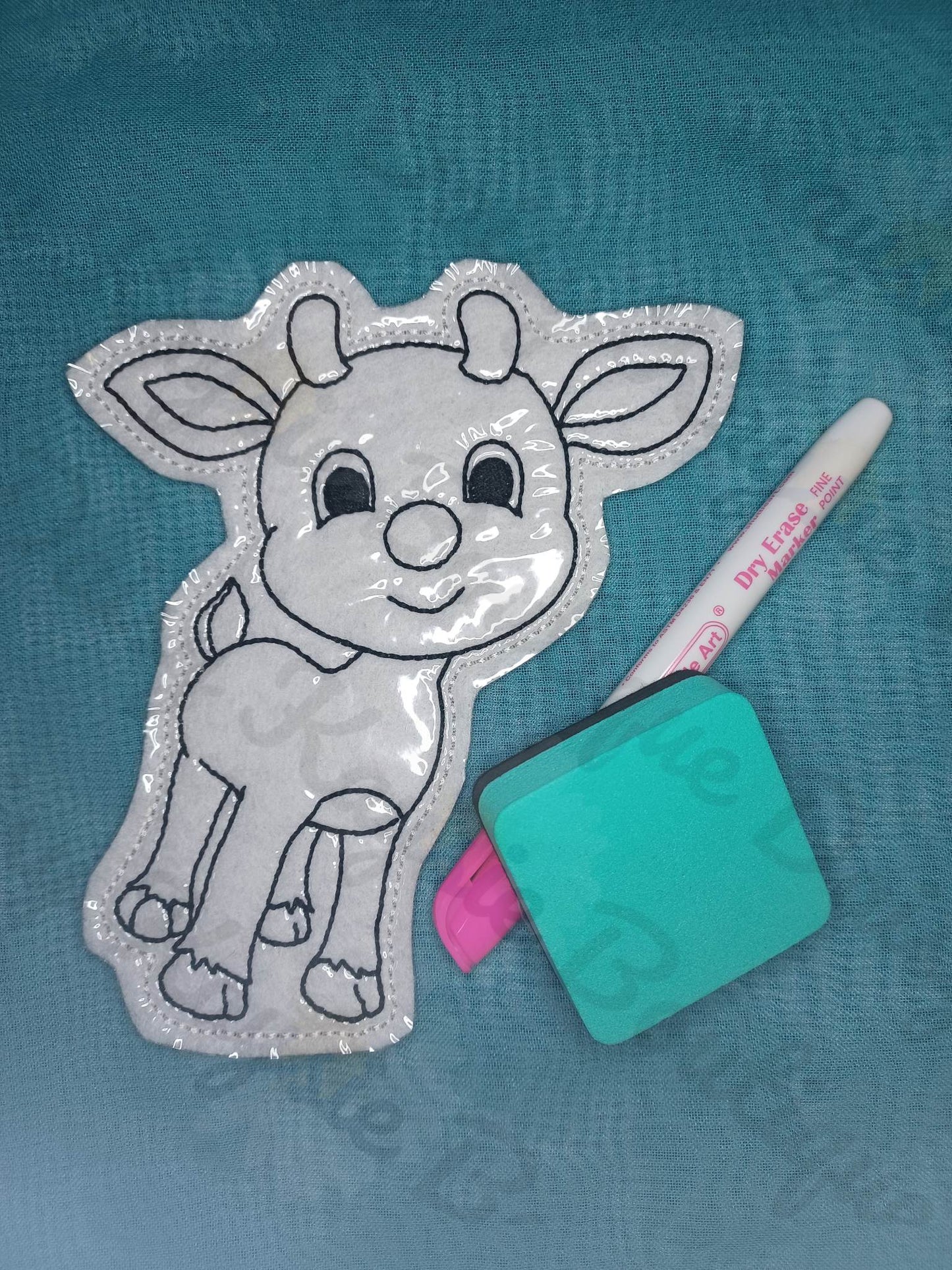 Red Nosed Reindeer Christmas Dry Erase Coloring Activity