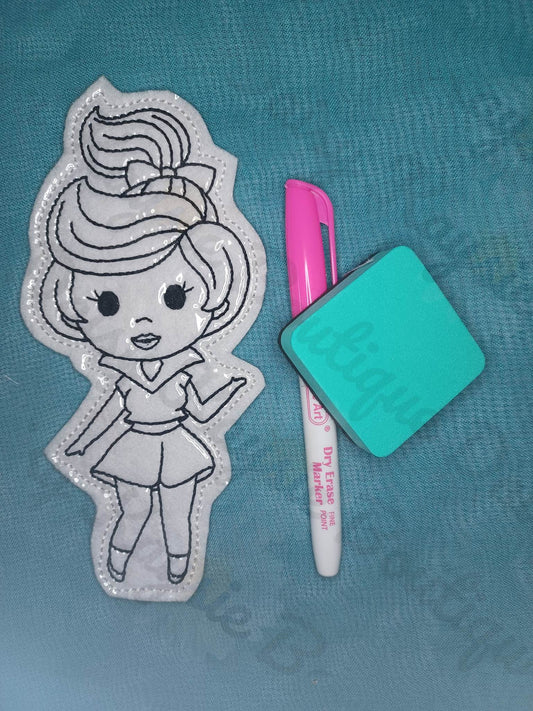 Futuristic Space Teenager Sister Family Dry Erase Coloring Activity