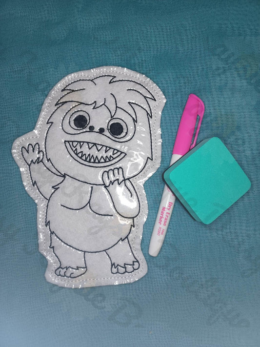 Christmas Yeti Snow Monster Dry Erase Coloring Activity