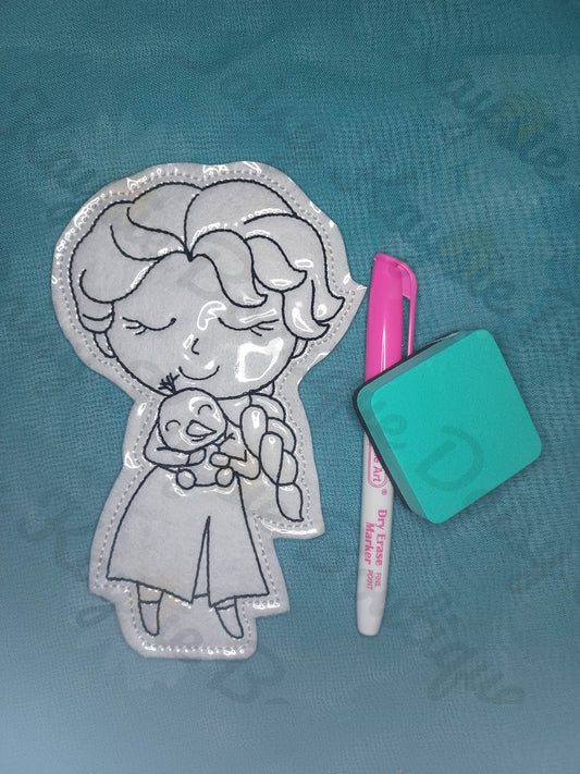 Ice Princess With Baby Snowman Dry Erase Coloring Activity