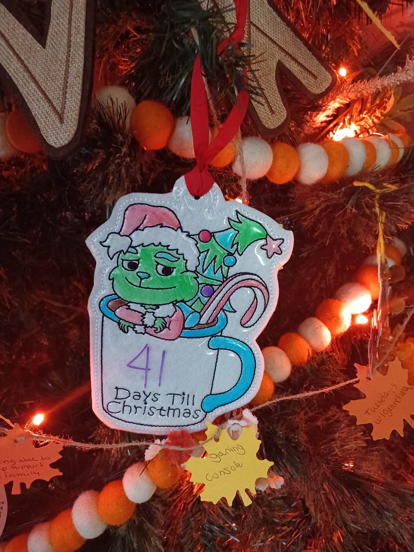 Christmas Countdown Tree Ornament Dry Erase Coloring Activity
