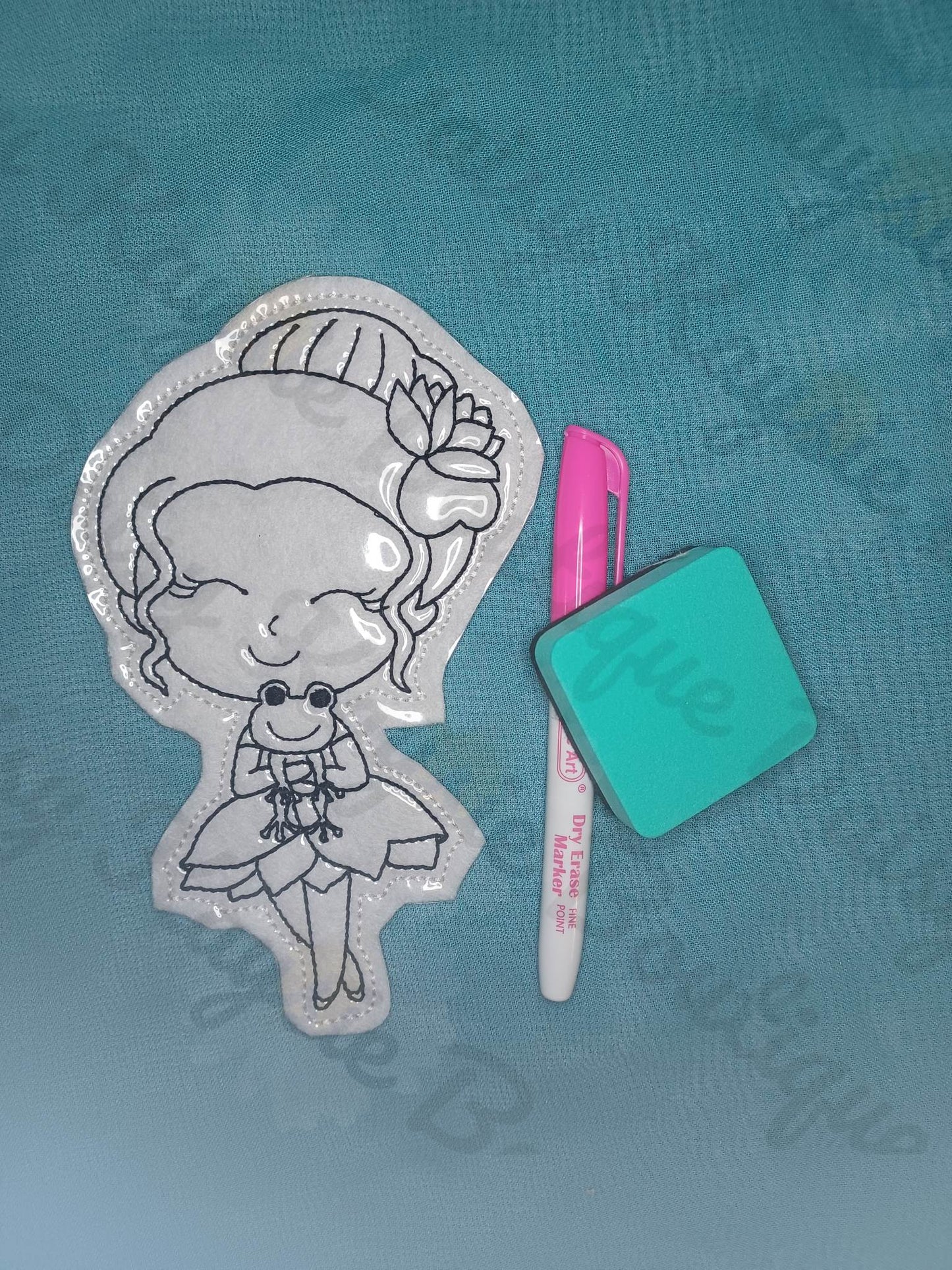 Southern Princess With Baby Frog Dry Erase Coloring Activity